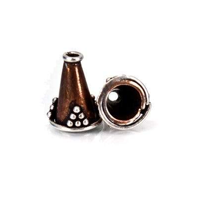 10x7mm Copper and Sterling Silver Cone, Set of 2 *DISCONTINUED* - Beadsofcambay.com