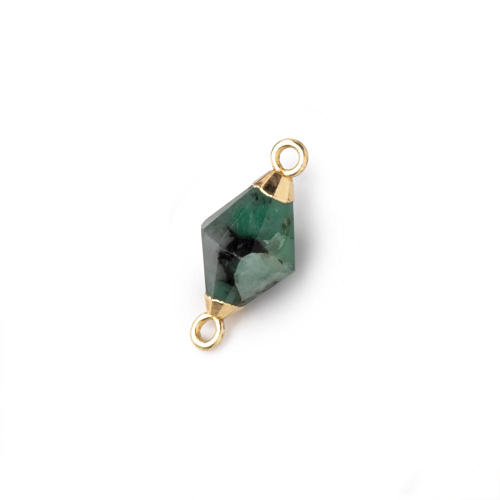 10x7mm Gold Leaf Emerald Faceted Bi-Cone Connector 1 focal piece - Beadsofcambay.com