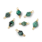10x7mm Gold Leaf Emerald Faceted Bi-Cone Connector 1 focal piece - Beadsofcambay.com