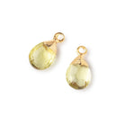 10x7mm Gold Leafed Lemon Quartz Faceted Pear Set of 2 Pendants - Beadsofcambay.com