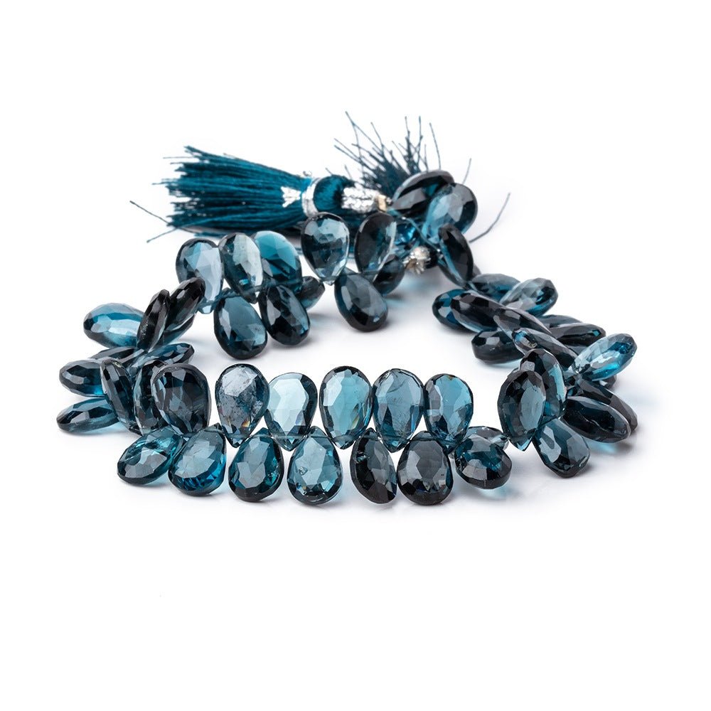 10x7mm London Blue Topaz Faceted Pear Beads 8 inch 58 pieces AA - Beadsofcambay.com