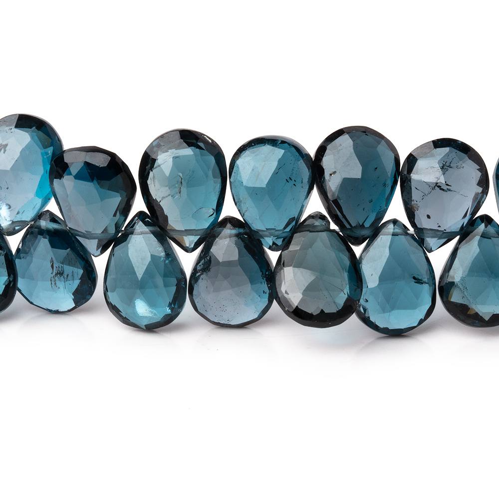 10x7mm London Blue Topaz Faceted Pear Beads 8 inch 58 pieces AA - Beadsofcambay.com