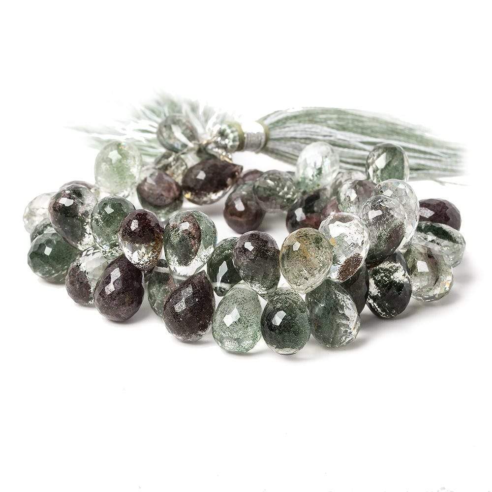 10x7mm Moss Quartz Faceted Tear Drop Beads 8 inch 56 pieces - Beadsofcambay.com