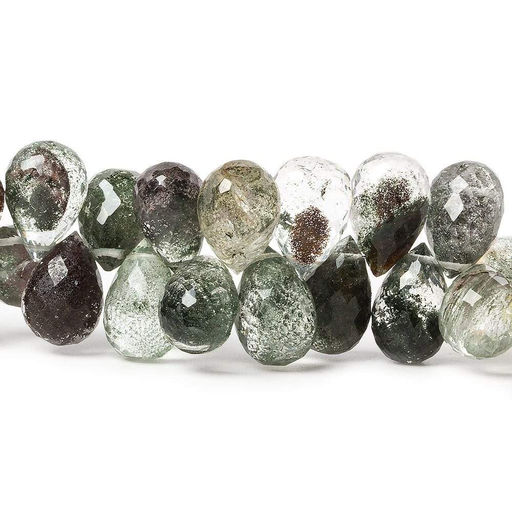 10x7mm Moss Quartz Faceted Tear Drop Beads 8 inch 56 pieces - Beadsofcambay.com