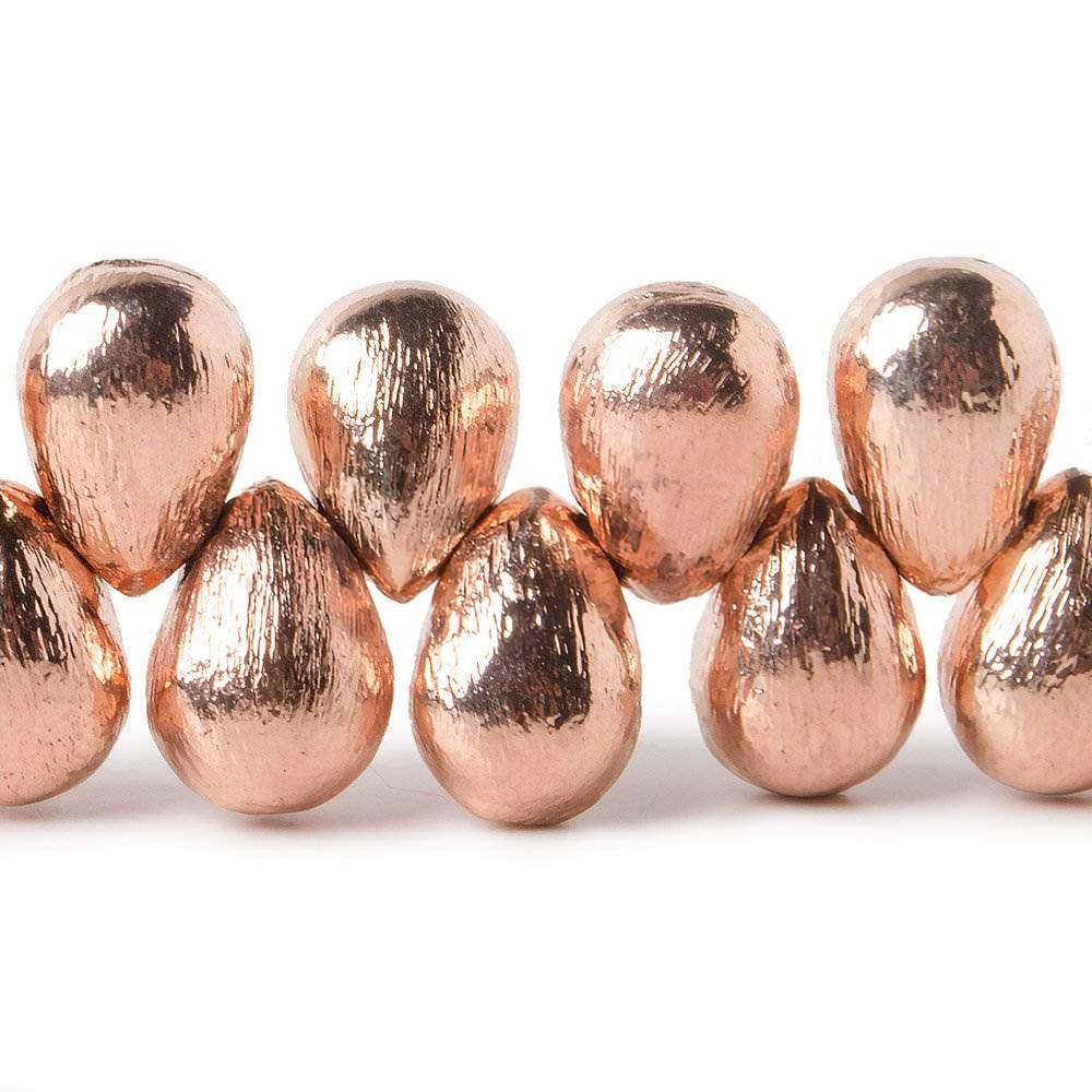 10x7mm Rose Gold plated Copper Brushed Tear Drop Beads 8 inch 46 pieces - Beadsofcambay.com