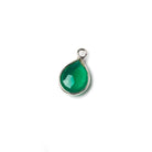 10x7mm Sterling Silver Bezel Green Onyx faceted pear Petite Pendant 1 piece - Beadsofcambay.com