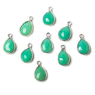 10x7mm Sterling Silver Bezel Mint Green Onyx faceted pear Petite Pendant 1 piece - Beadsofcambay.com