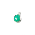 10x7mm Sterling Silver Bezel Mint Green Onyx faceted pear Petite Pendant 1 piece - Beadsofcambay.com