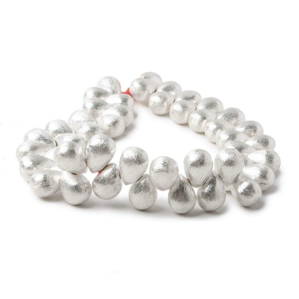 10x7mm Sterling Silver plated Copper Brushed Tear Drop Beads 8 inch 46 pcs - Beadsofcambay.com