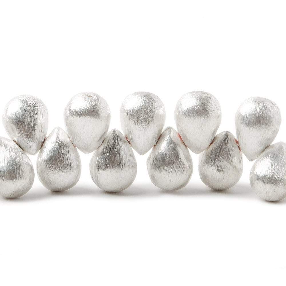 10x7mm Sterling Silver plated Copper Brushed Tear Drop Beads 8 inch 46 pcs - Beadsofcambay.com