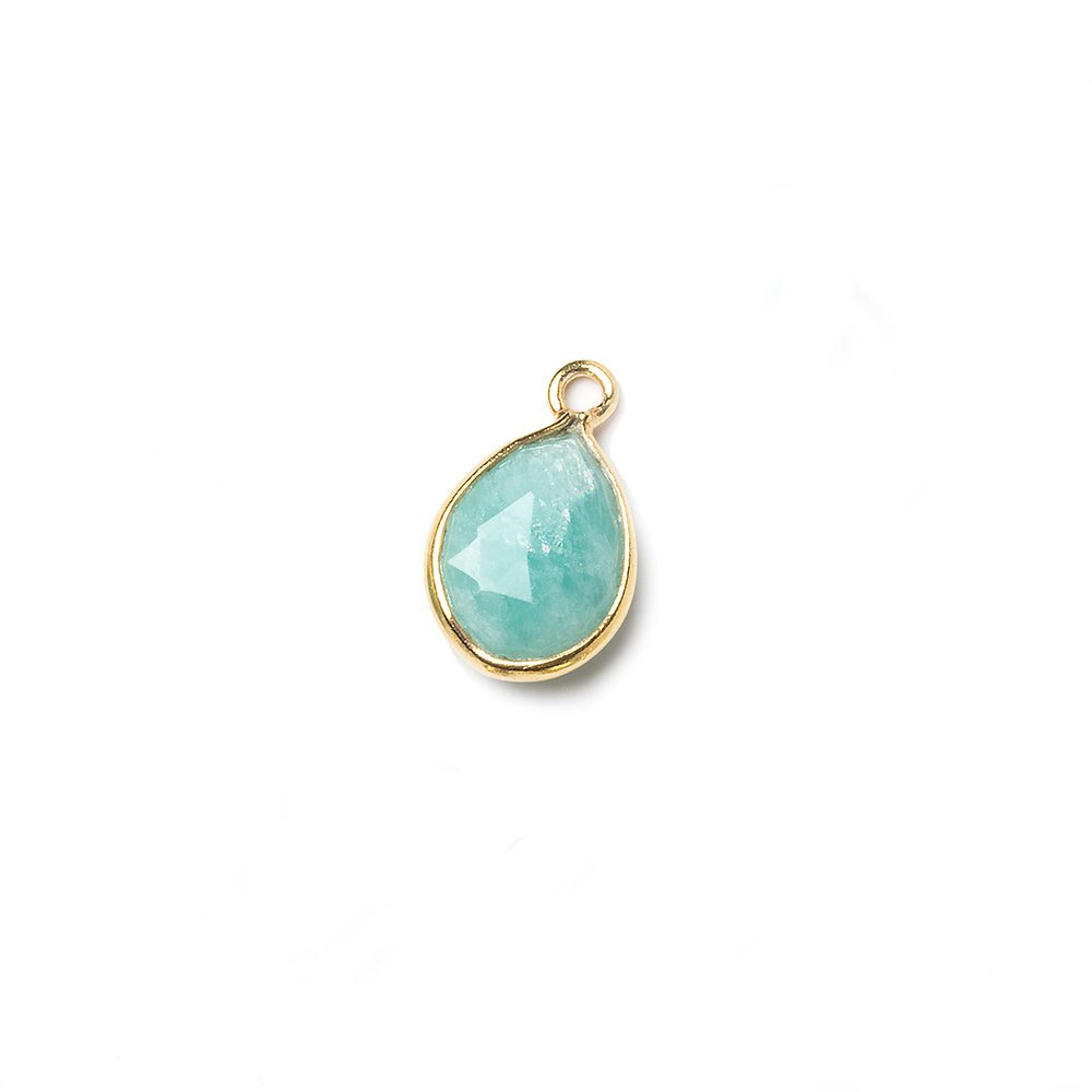 10x7mm Vermeil Bezel Amazonite faceted pear Petite Pendant 1 piece - Beadsofcambay.com
