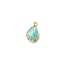 10x7mm Vermeil Bezel Amazonite faceted pear Petite Pendant 1 piece - Beadsofcambay.com