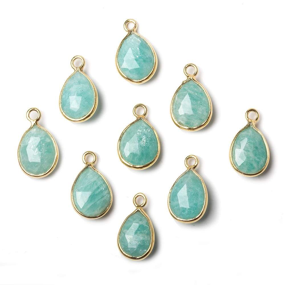 10x7mm Vermeil Bezel Amazonite faceted pear Petite Pendant 1 piece - Beadsofcambay.com