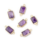 10x7mm Vermeil Bezel Amethyst Faceted Rectangle Connectors 1 piece - Beadsofcambay.com