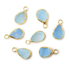 10x7mm Vermeil Bezel Blue Drusy Pear Pendant 1 piece - Beadsofcambay.com