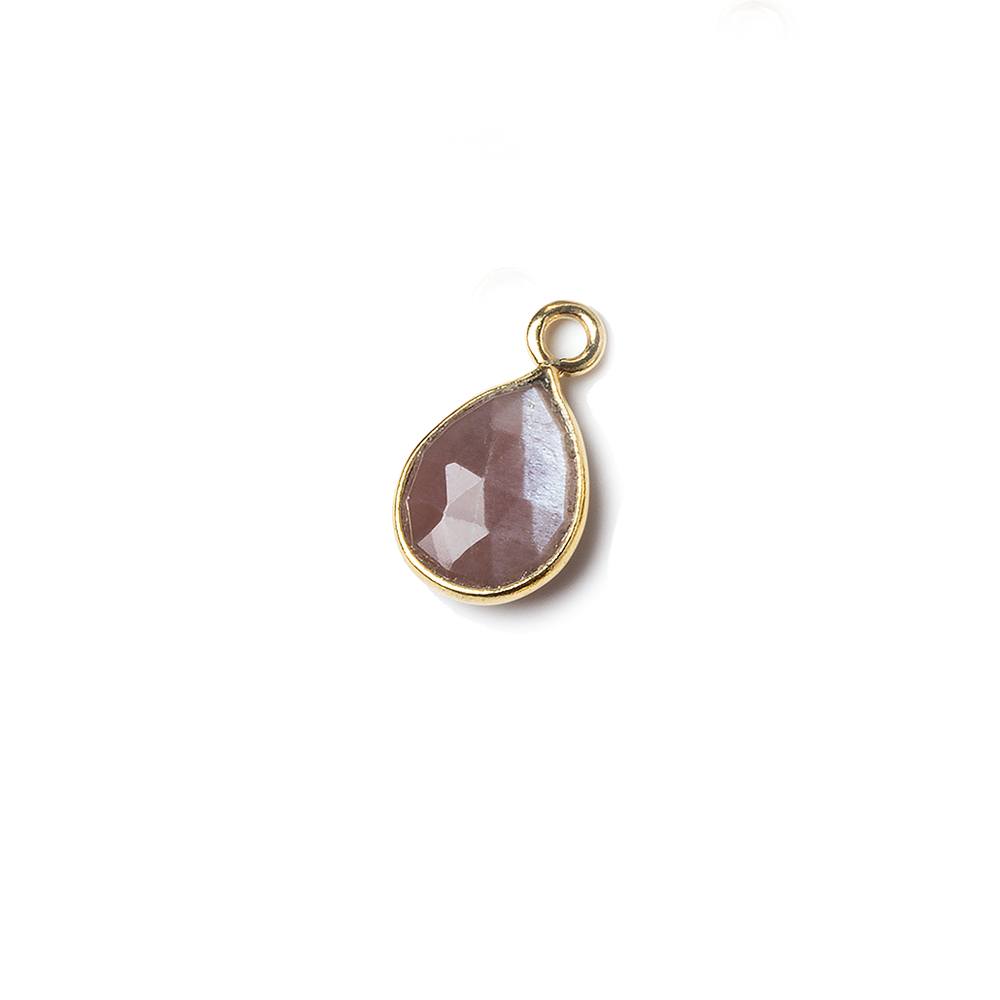 10x7mm Vermeil Bezel Chocolate Moonstone faceted pear Petite Pendant 1 piece - Beadsofcambay.com