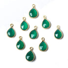 10x7mm Vermeil Bezel Green Onyx faceted pear Petite Pendant 1 piece - Beadsofcambay.com