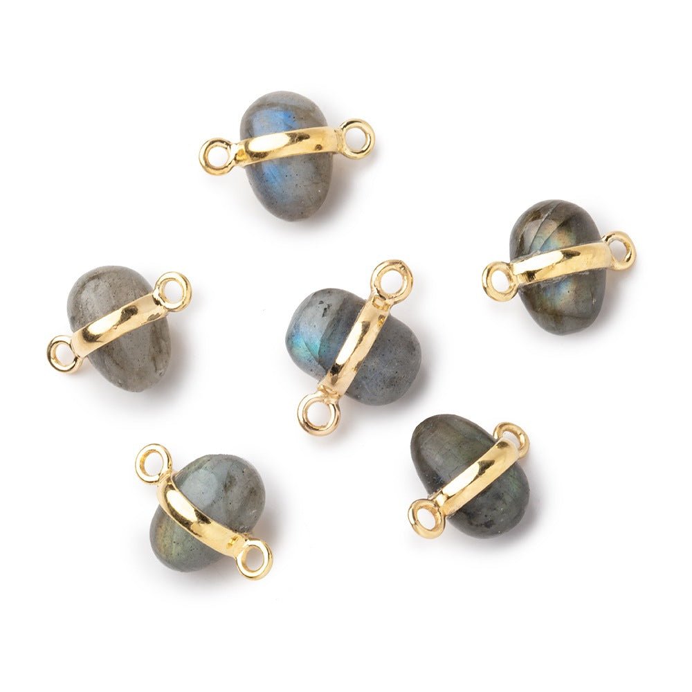 10x7mm Vermeil Bezel Labradorite Plain Oval Connector 1 Focal piece - Beadsofcambay.com