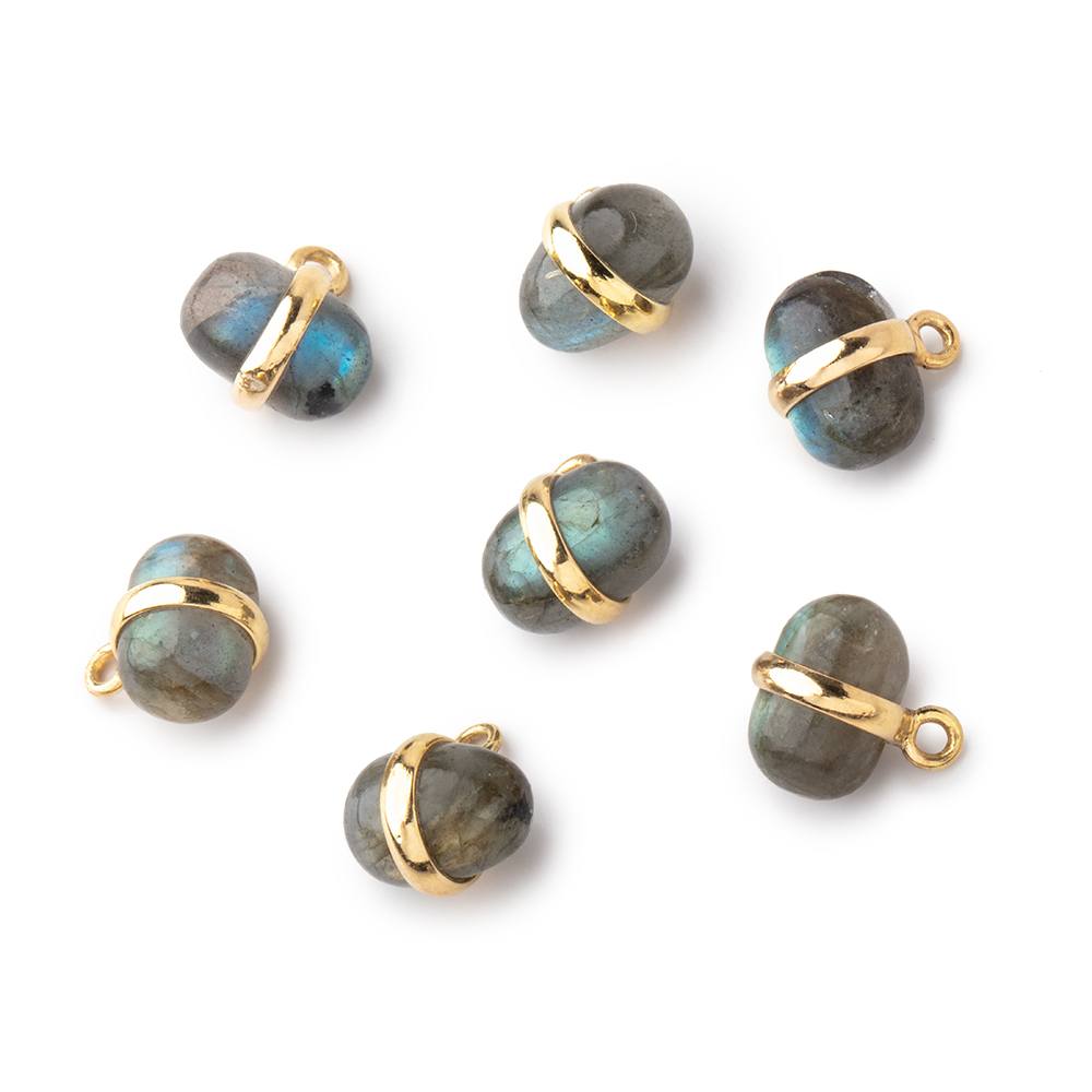 10x7mm Vermeil Bezel Labradorite Plain Oval Pendant 1 Focal piece - Beadsofcambay.com