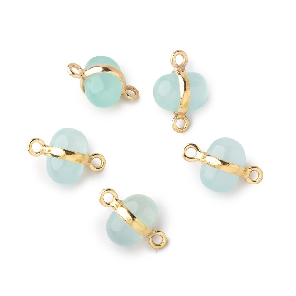 10x7mm Vermeil Bezel Seafoam Chalcedony Plain Oval Connector 1 Focal piece - Beadsofcambay.com