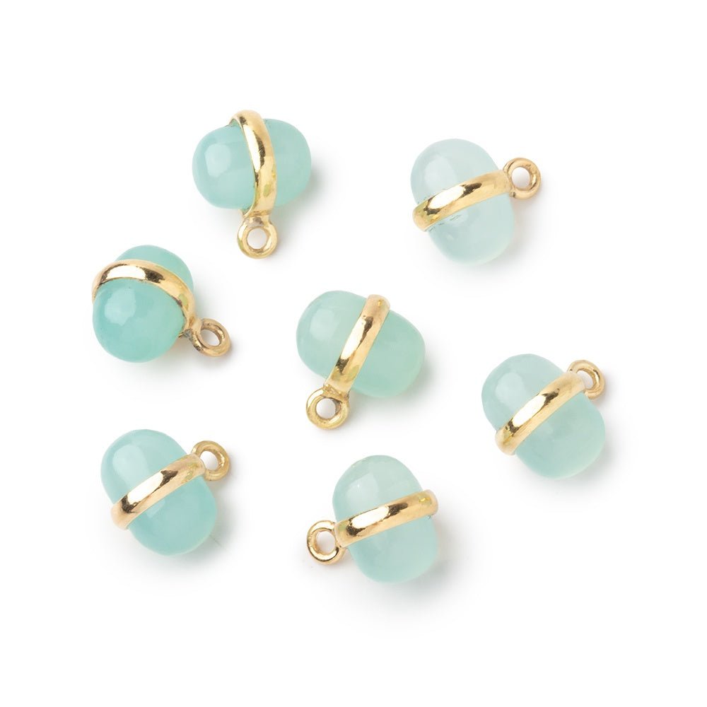 10x7mm Vermeil Bezel Seafoam Chalcedony Plain Oval Pendant 1 Focal piece - Beadsofcambay.com