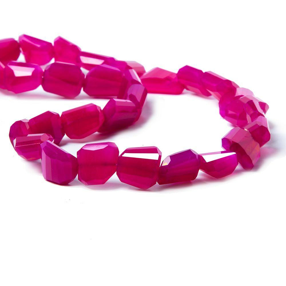 10x8-11x10mm Neon Pink Chalcedony faceted nuggets 16 inch 36 beads - Beadsofcambay.com