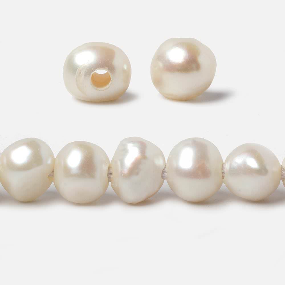 10x8-11x8mm Cream Large Hole Baroque Pearls 15 inch 43 pieces - Beadsofcambay.com