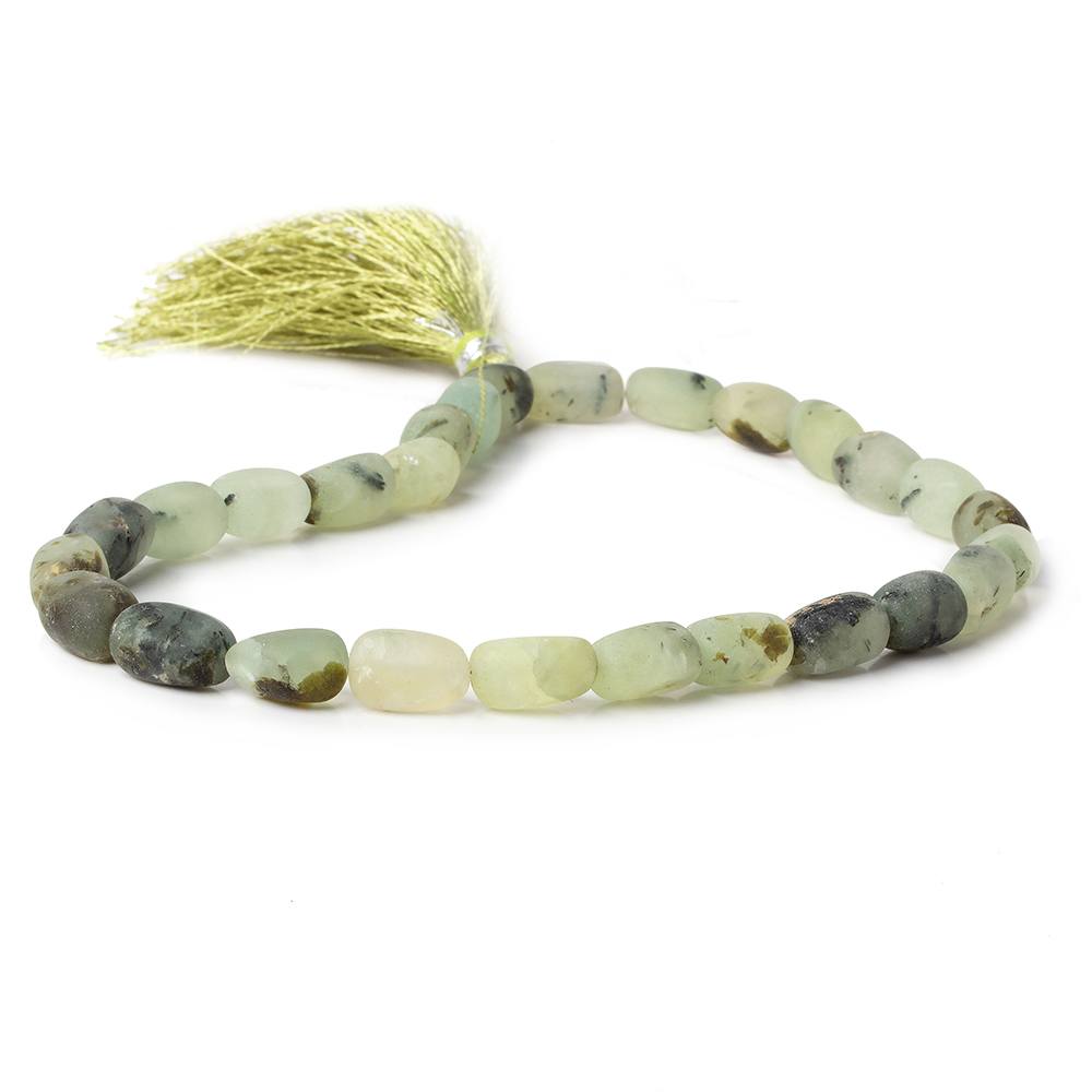 10x8-11x8mm Matte Prehnite tumbled plain nuggets 12 inch 27 beads AA - Beadsofcambay.com