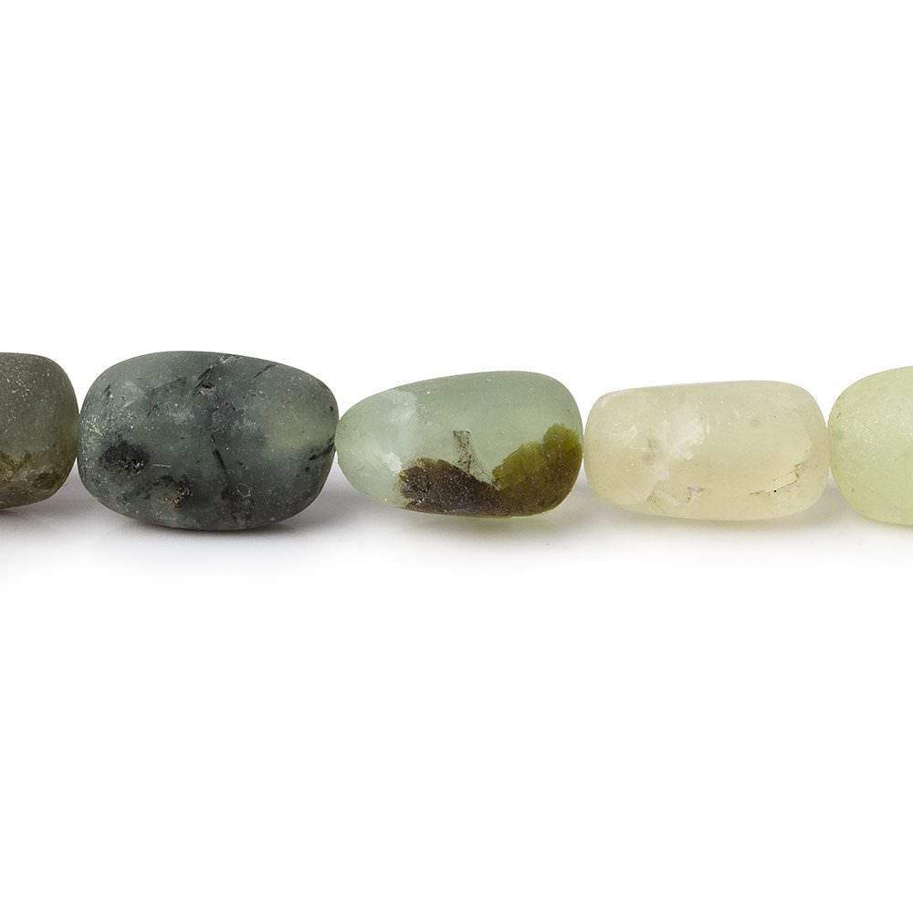 10x8-11x8mm Matte Prehnite tumbled plain nuggets 12 inch 27 beads AA - Beadsofcambay.com