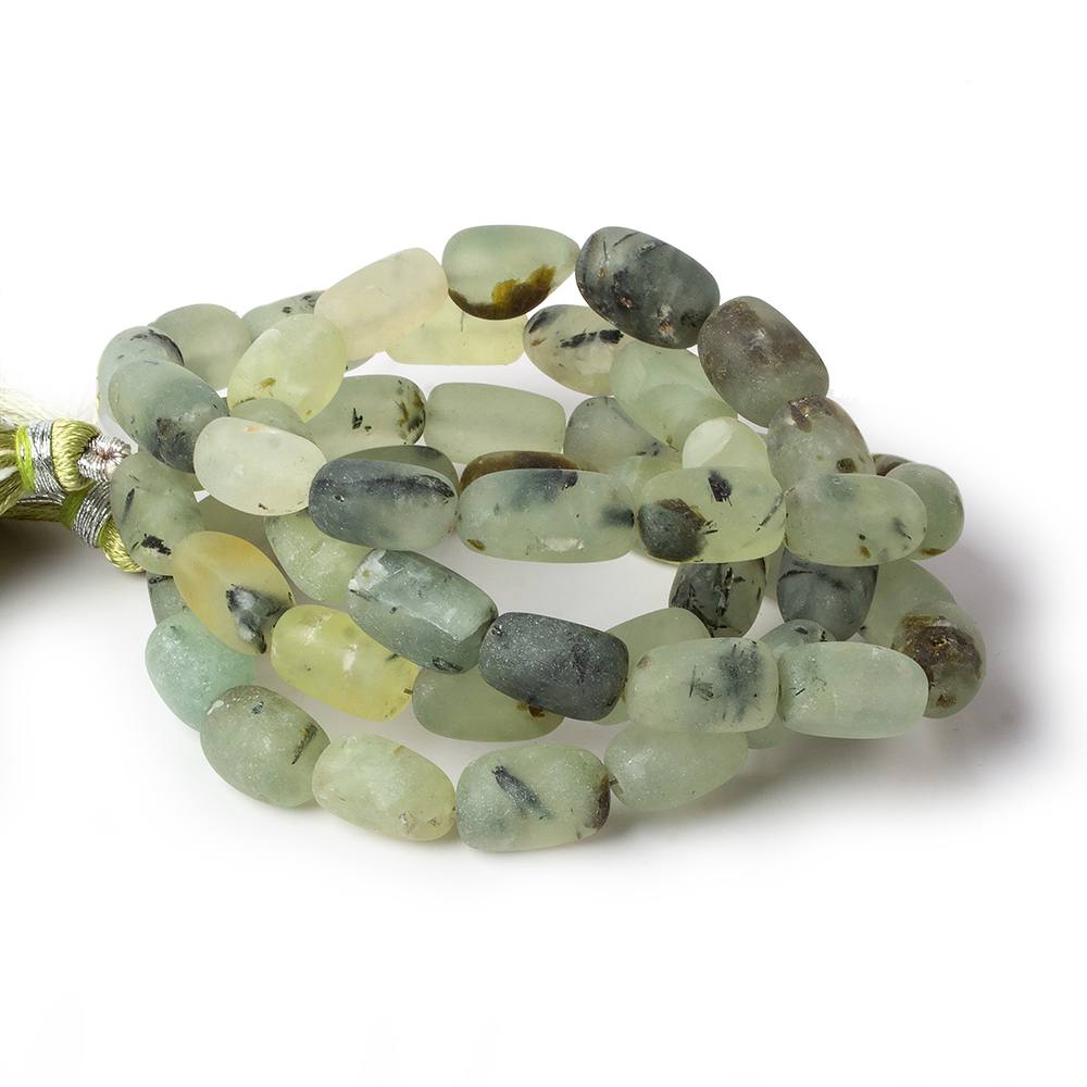10x8-11x8mm Matte Prehnite tumbled plain nuggets 12 inch 27 beads AA - Beadsofcambay.com