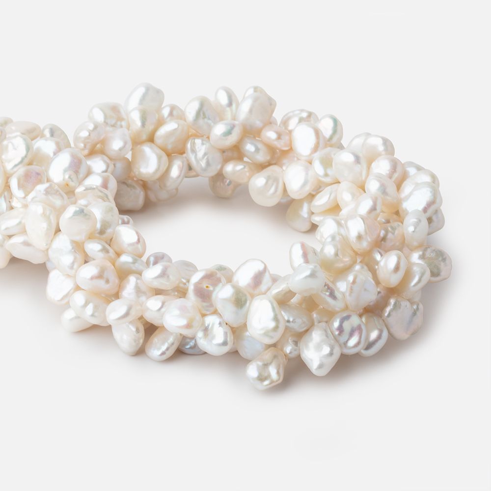 10x8-11x9mm Cream Keshi Top Drilled Freshwater Pearls 15 inch 72 Beads AA - Beadsofcambay.com