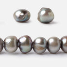 10x8-11x9mm Lamb's Ear Silver Baroque 2.5mm large hole Pearls 43 pcs 15 inch - Beadsofcambay.com