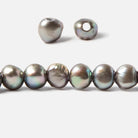 10x8-11x9mm Lamb's Ear Silver Baroque 2.5mm large hole Pearls 43 pcs 15 inch - Beadsofcambay.com