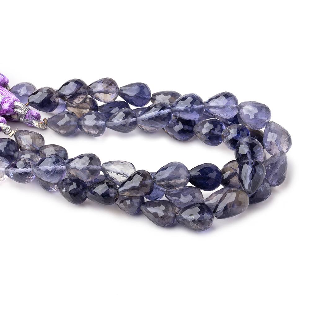 10x8-12x10mm Iolite straight drilled faceted tear drop Beads 8 inch 18 pieces - Beadsofcambay.com