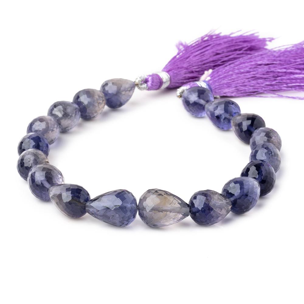 10x8-12x10mm Iolite straight drilled faceted tear drop Beads 8 inch 18 pieces - Beadsofcambay.com
