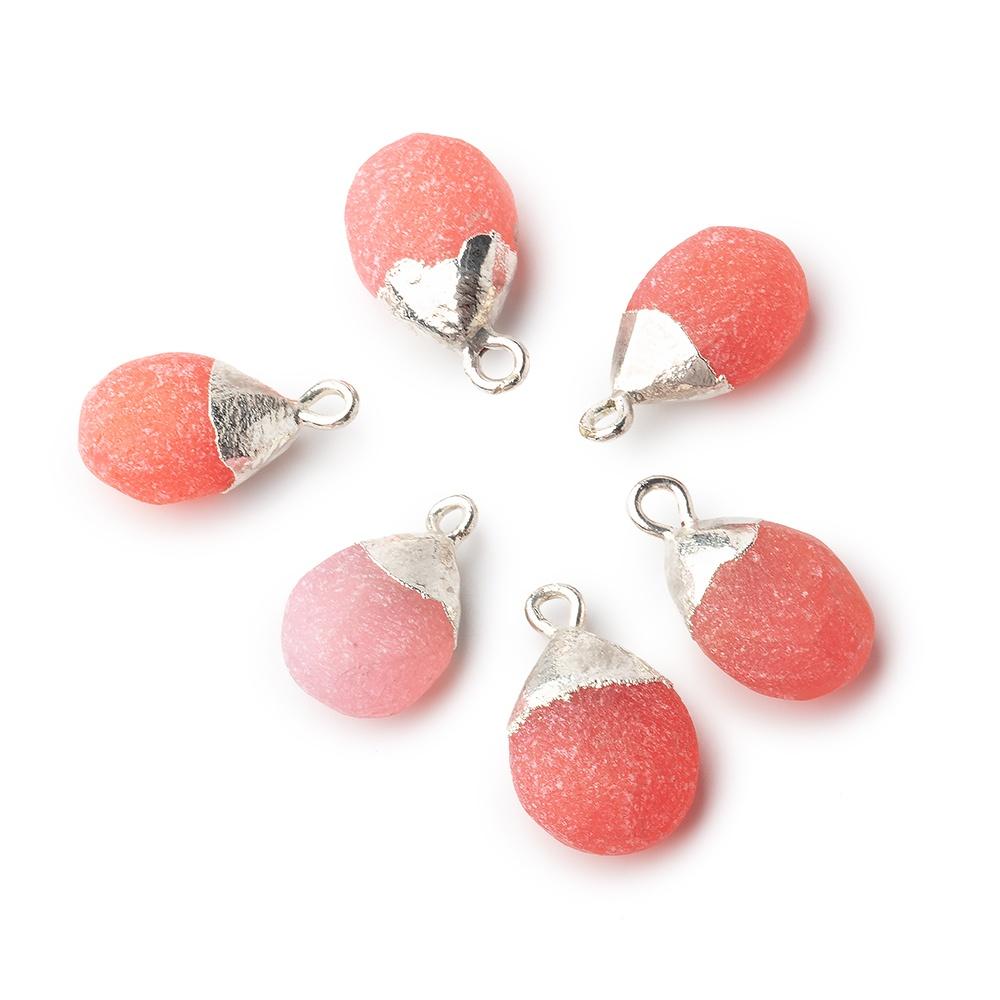 10x8-12x10mm Silver Leaf Frosted Watermelon Chalcedony plain pear Bead 1 piece - Beadsofcambay.com