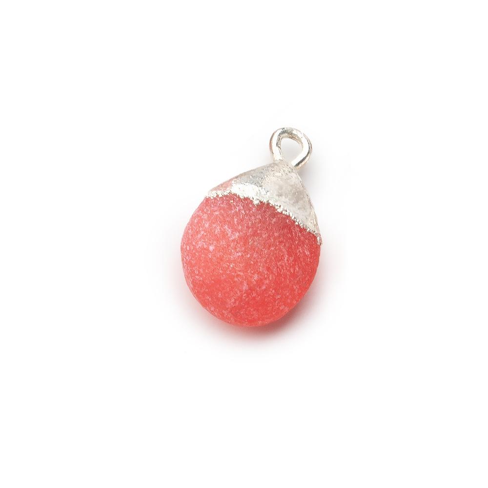10x8-12x10mm Silver Leaf Frosted Watermelon Chalcedony plain pear Bead 1 piece - Beadsofcambay.com