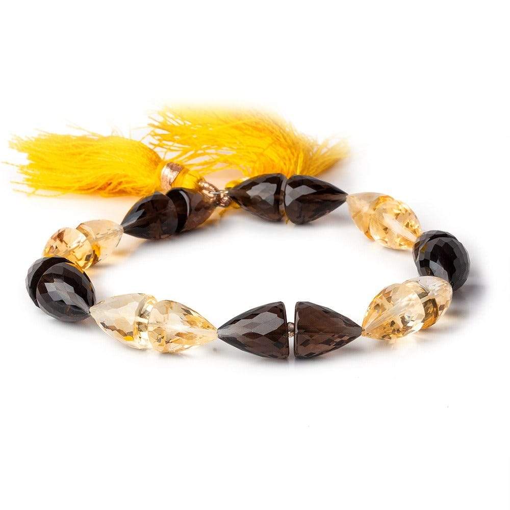 10x8-12x10mm Smoky Quartz and Citrine faceted cones 8 inches 18 Beads - Beadsofcambay.com