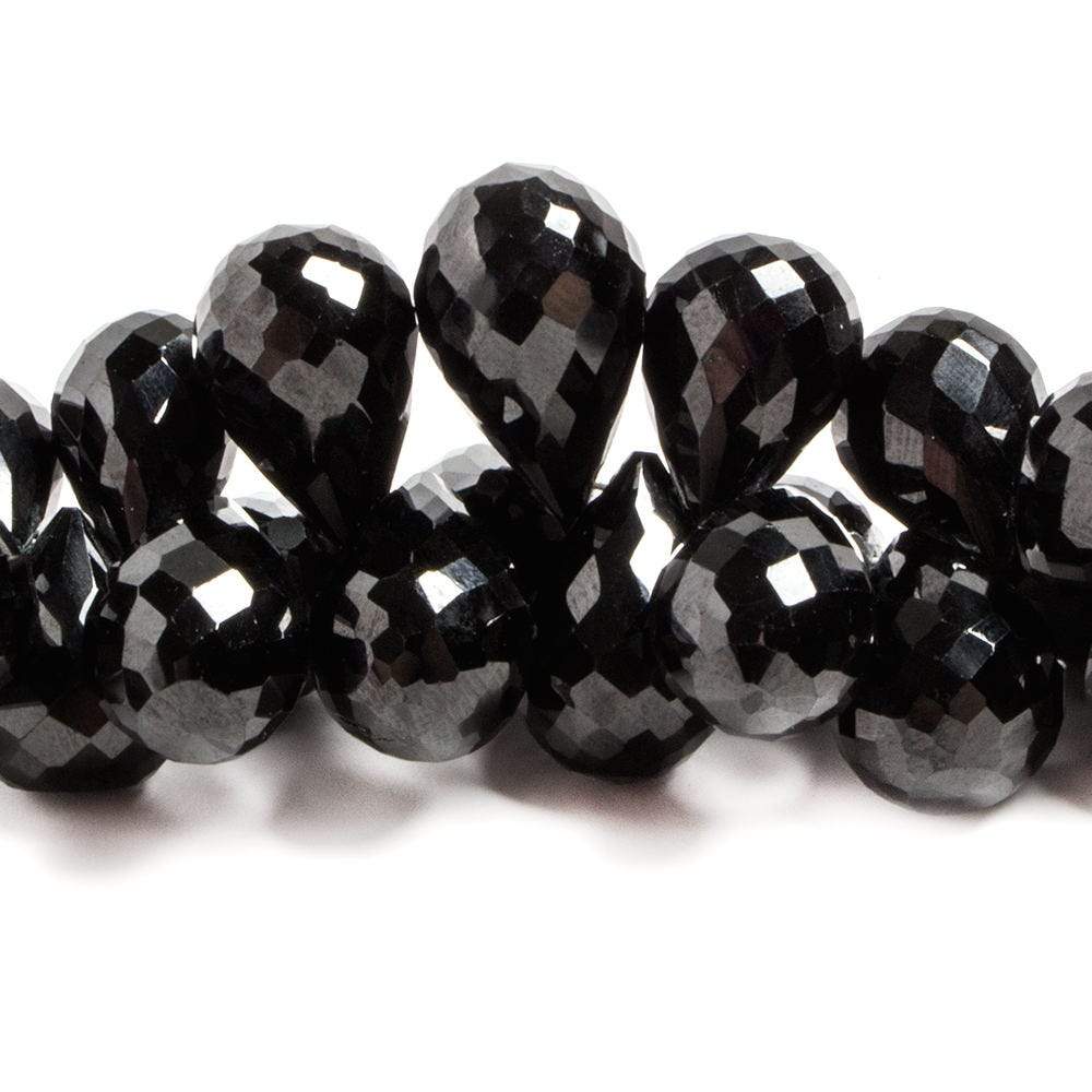 10x8-12x8mm Black Spinel Faceted Tear Drop Briolette 8 Inch 60 pieces - Beadsofcambay.com