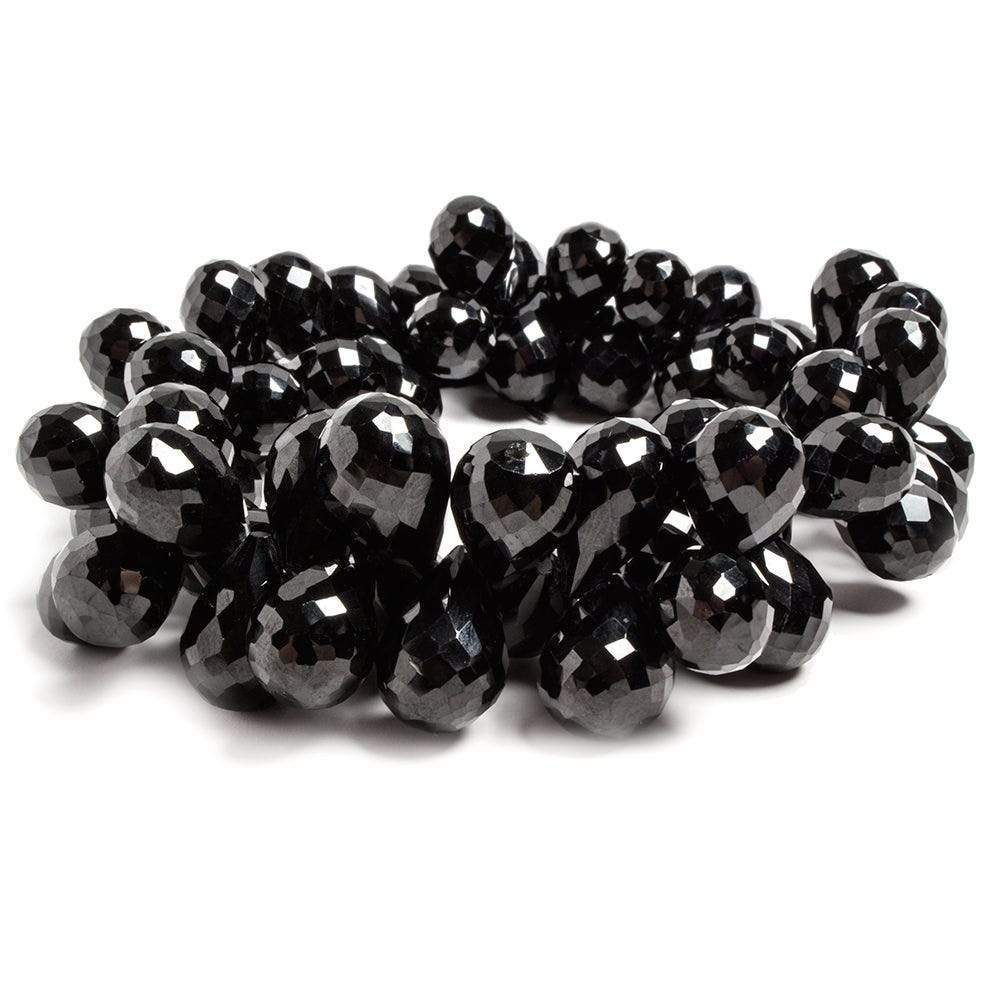 10x8-12x8mm Black Spinel Faceted Tear Drop Briolette 8 Inch 60 pieces - Beadsofcambay.com