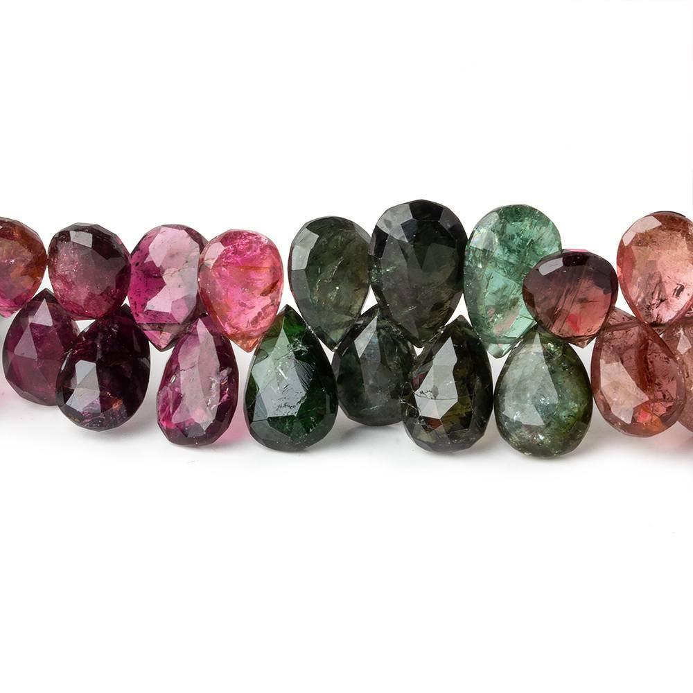 10x8-12x8mm Multi Color Tourmaline Faceted Pear Beads 8 inch 53 pcs AA - Beadsofcambay.com
