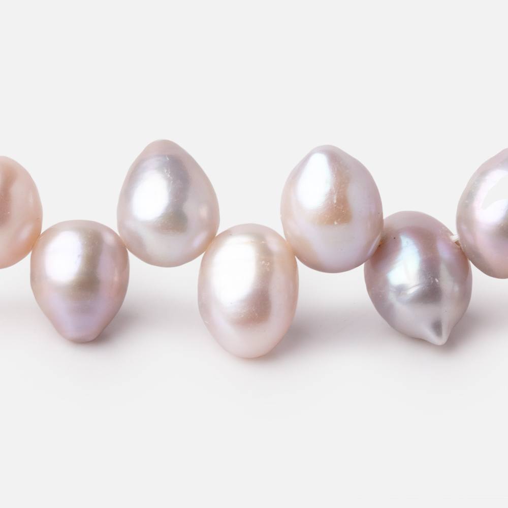 10x8-12x9mm Ballet Pink Top Drill Baroque Freshwater Pearls 15.5 inch 55 Beads - Beadsofcambay.com