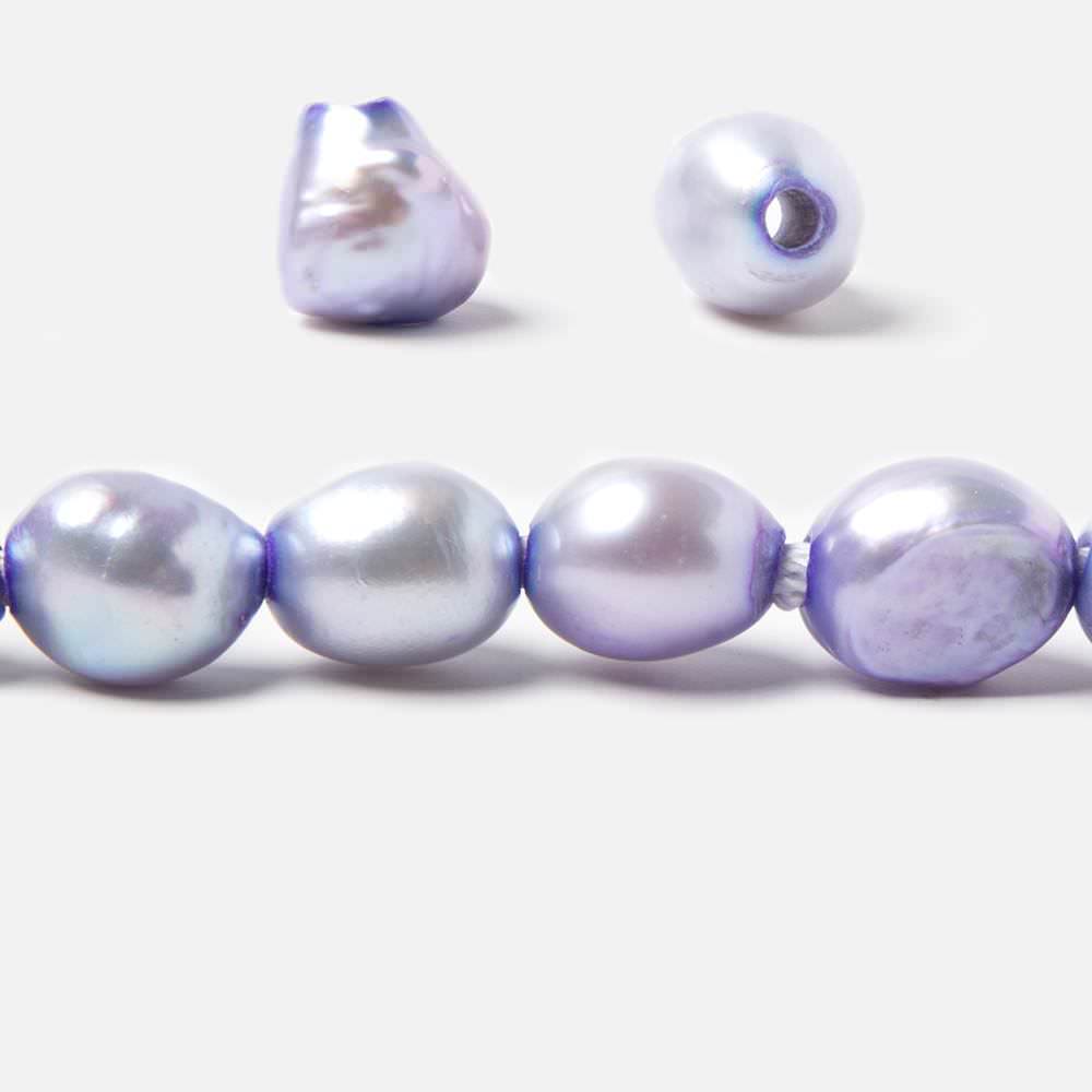 10x8-12x9mm Ice Violet Baroque 2.5mm large hole Pearls 15 in. 35 pcs - Beadsofcambay.com