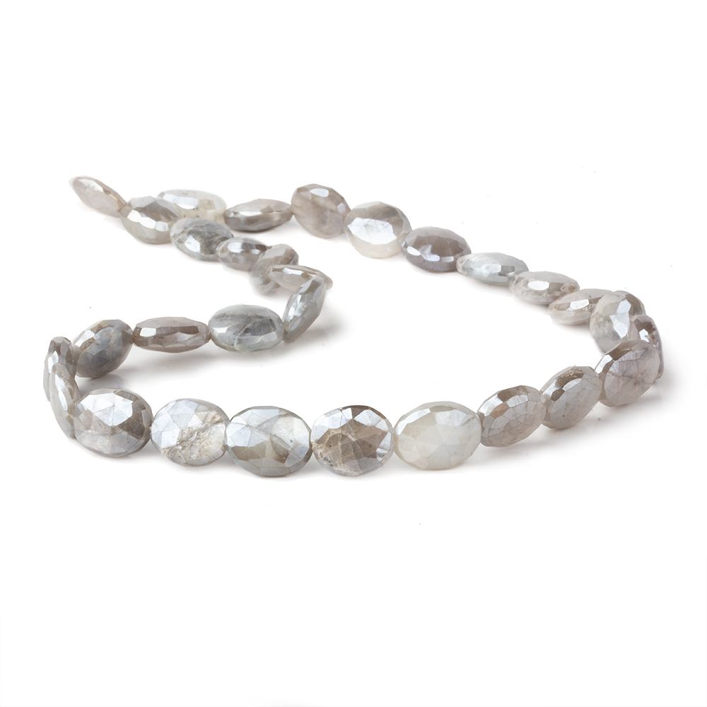 10x8-12x9mm Mystic Platinum Grey Moonstone faceted ovals 14 inch 30 beads - Beadsofcambay.com