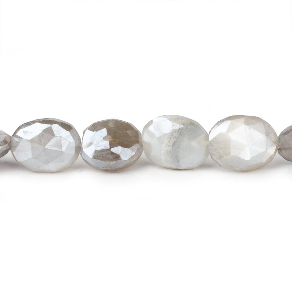10x8-12x9mm Mystic Platinum Grey Moonstone faceted ovals 14 inch 30 beads - Beadsofcambay.com