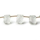 10x8-12x9mm Prasiolite Top Drilled Faceted Cushion Beads 8 inch 13 pieces - Beadsofcambay.com