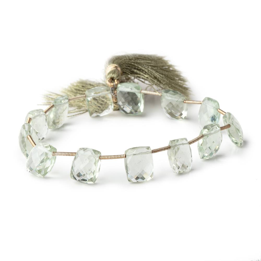 10x8-12x9mm Prasiolite Top Drilled Faceted Cushion Beads 8 inch 13 pieces - Beadsofcambay.com