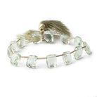 10x8-12x9mm Prasiolite Top Drilled Faceted Cushion Beads 8 inch 13 pieces - Beadsofcambay.com