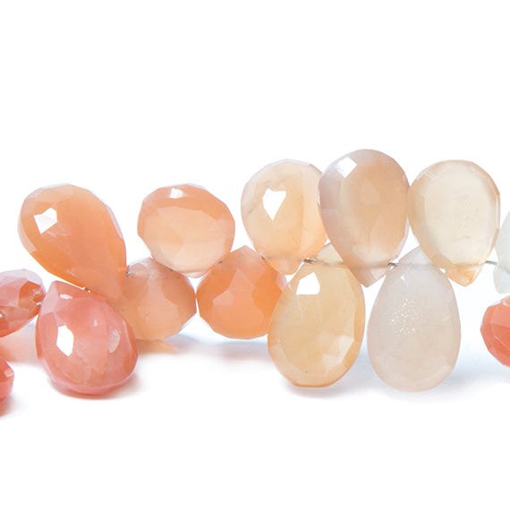 10x8-13x8mm Mango Orange Moonstone pear briolette 7.5 inch 49 Beads - Beadsofcambay.com