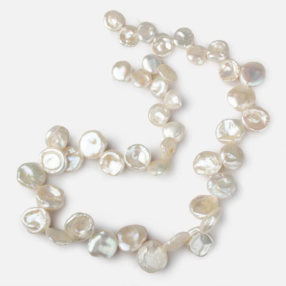 10x8-14x14mm Creamy Off White top drilled Keshi Freshwater Pearls AA 15.5 inch 43 pcs - Beadsofcambay.com